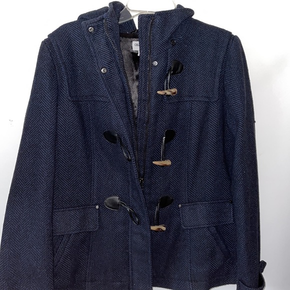 Celebrity Pink large Coat color blue closure zipper and buttons with hoodie - Picture 6 of 13